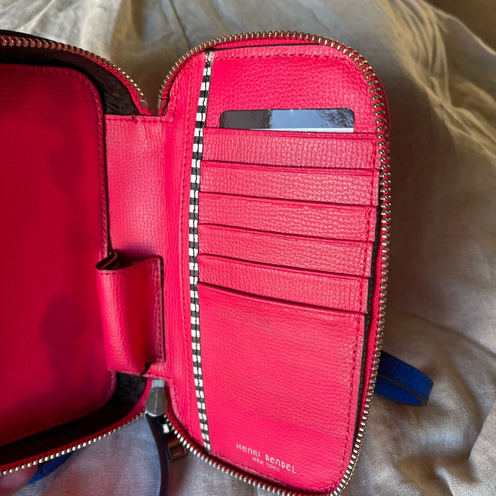 HENRI BENDEL pink crossbody/wristlet wallet bag with detachable blue strap!! - Picture 14 of 15